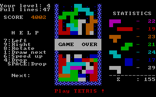 Tetris10 (DOS, AcademySoft)-gameover.png