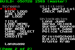 SpongeBob SquarePants - Lights, Camera, Pants! U Debug Page 2.png