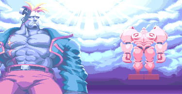 Huitzil as part of the intro's backdrop tilemap.