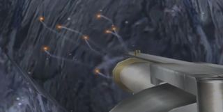 A modified Grenade Launcher firing multiple Spiral Bullets in Dam.